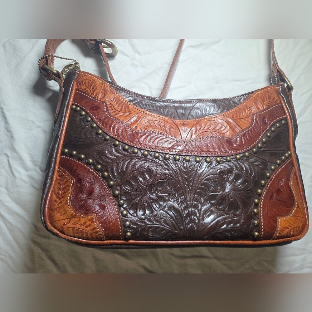 American West Women's Tooled Shoulder Bag Genuine Leather/Cowhide Purse Handbag